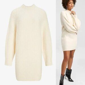 Express Cream Long Sleeve Sweater Dress